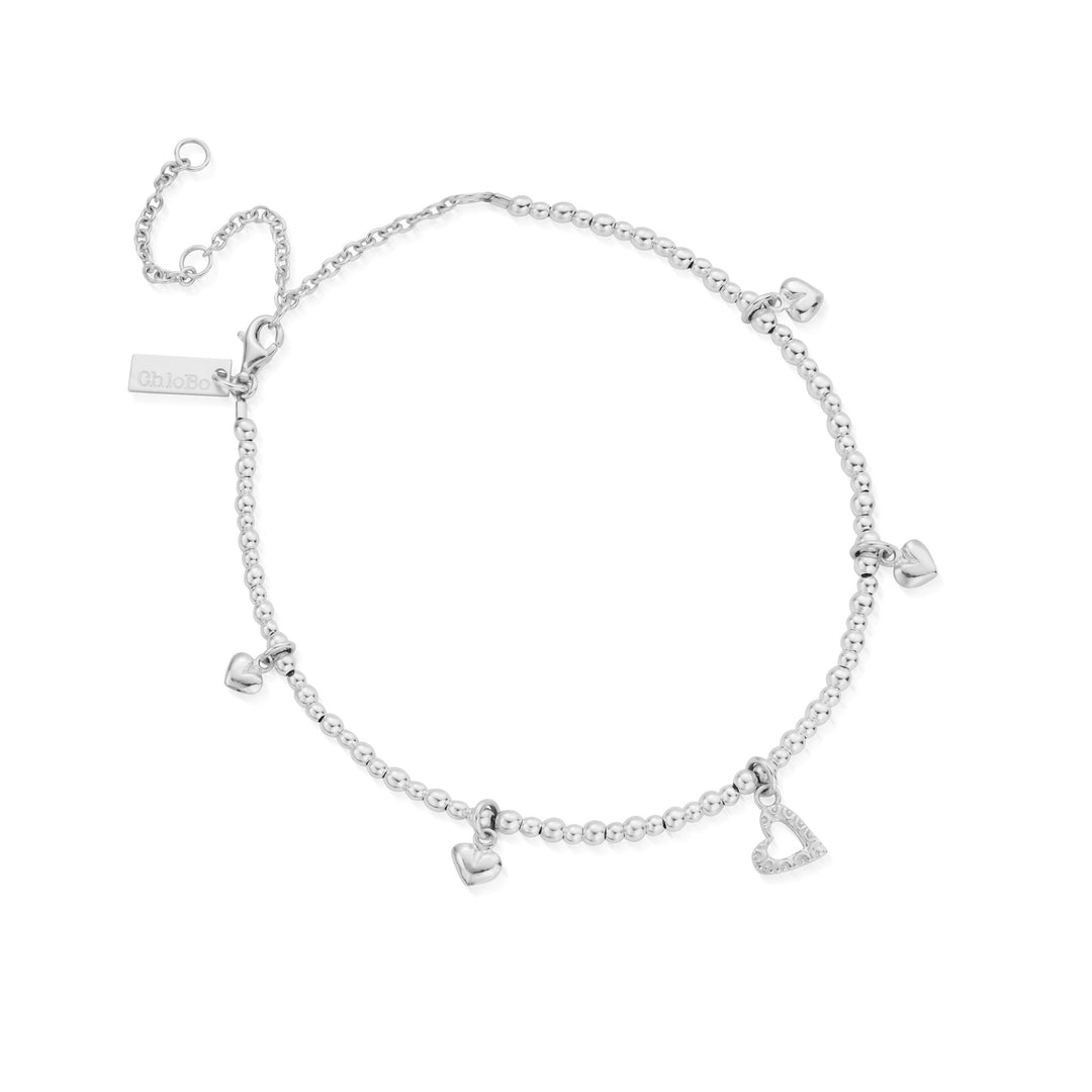 ChloBo Silver Mini Cute Multi Heart Anklet - MococoChloBoSANMC11993999508196826721Anklets