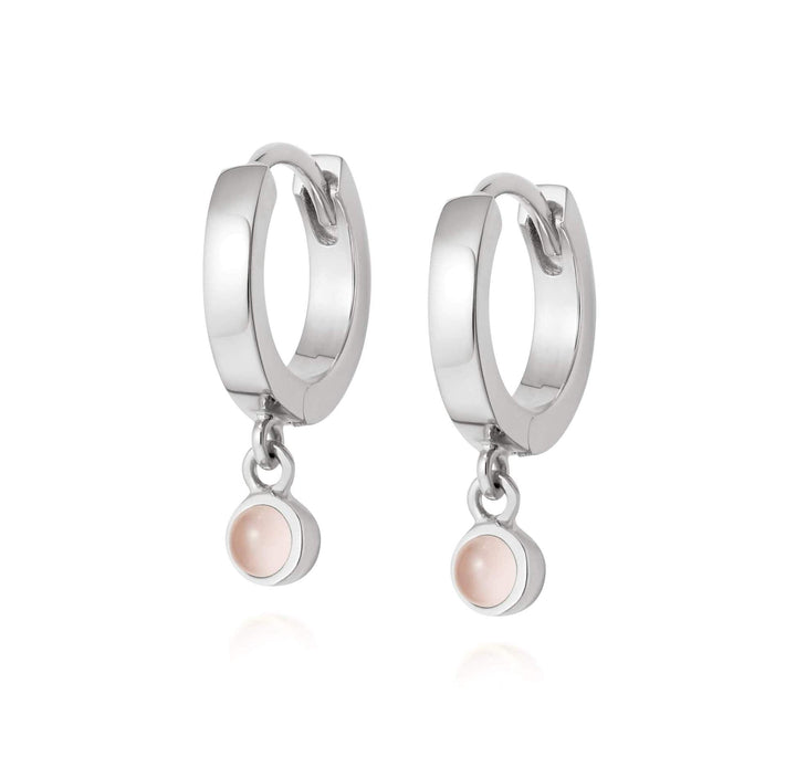 Daisy London Sterling Silver Rose Quartz Healing Huggie Hoops - MococoDaisy LondonHE3005_SLV5056104108949Earrings