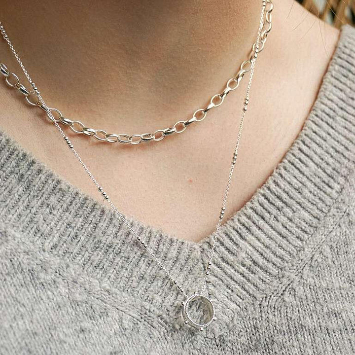 Daisy London Sterling Silver Stacked Twisted Rope & Bead Necklace - MococoDaisy LondonNB8004_SLV5056104106570Necklaces