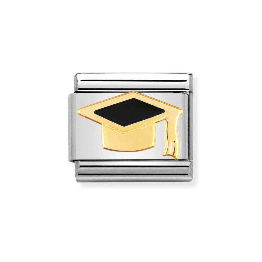 Nomination 18ct Gold & Black Graduation Hat Classic Charm - MococoNomination030223/088033497211415Charms and Links