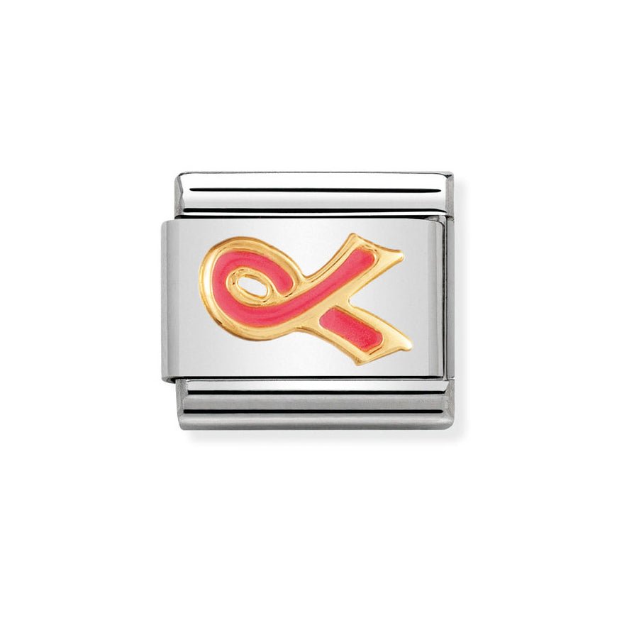 Nomination 18ct Gold Pink Ribbon Charm - MococoNomination030208/298033497014467Charms and Links