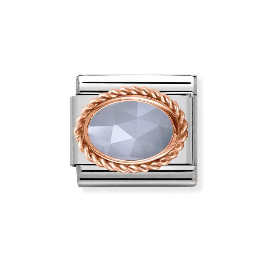 Nomination Classic 9ct Rose Gold Banded Blue Agate Charm - MococoNomination430507/338033497430045Charms and Links
