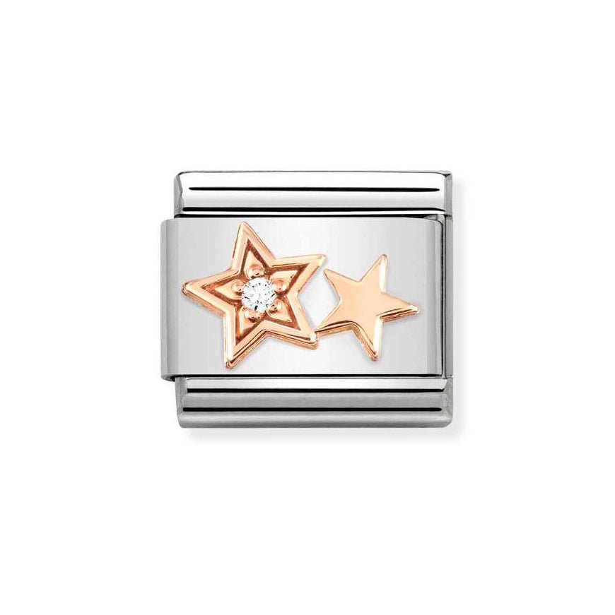 Nomination Classic 9ct Rose Gold CZ Double Star Charm - MococoNomination430305/358033497522016Charms and Links