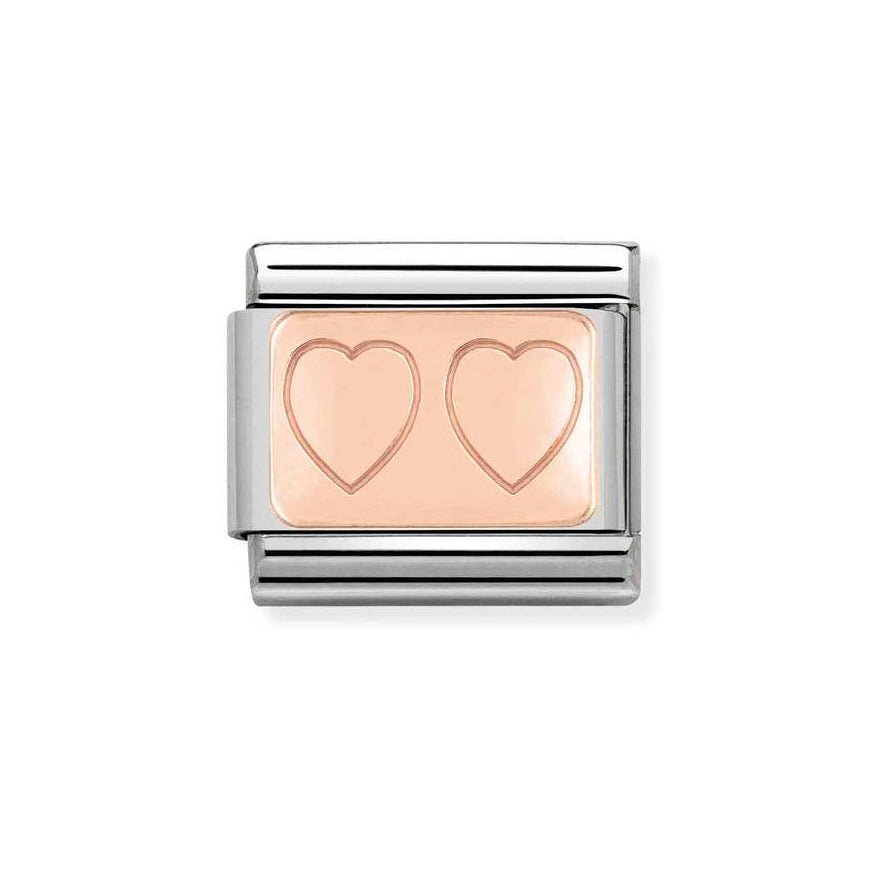 Nomination Classic Rose Gold Double Heart Charm - MococoNomination430101/158033497378705Charms and Links