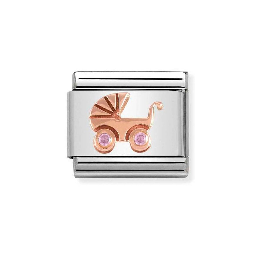 Nomination Classic Rose Gold Plated & Pink CZ Baby Pram Charm - MococoNomination430305/068033497430700Charms and Links