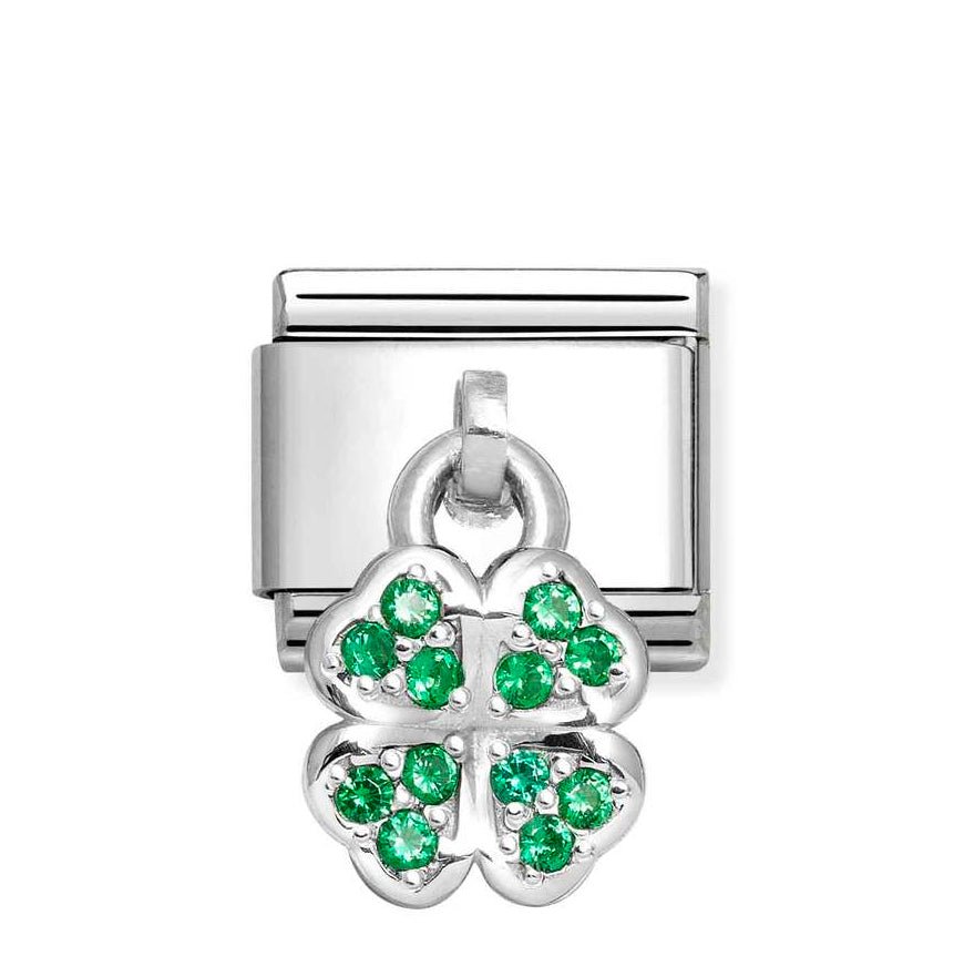 Nomination Classic Silver Dangle CZ Green Four - Leaf Clover Pendant Charm - MococoNomination331800/308033497537928Charms and Links