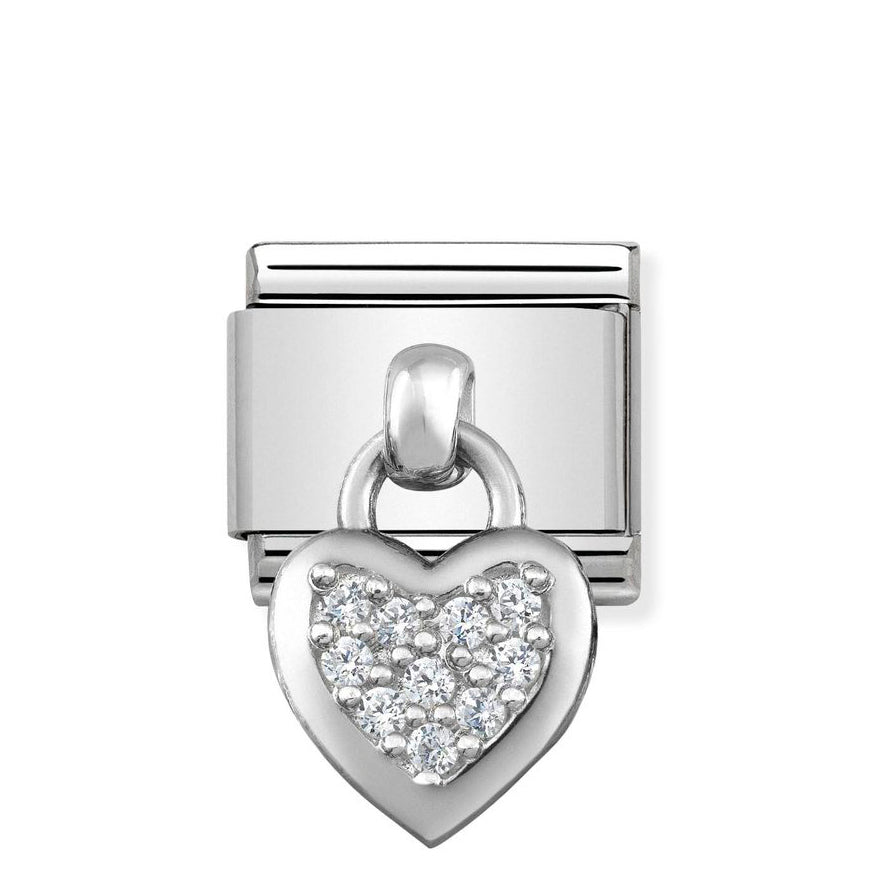 Nomination Classic Silver Dangle CZ Heart Pendant Charm - MococoNomination331800/018033497384560Charms and Links
