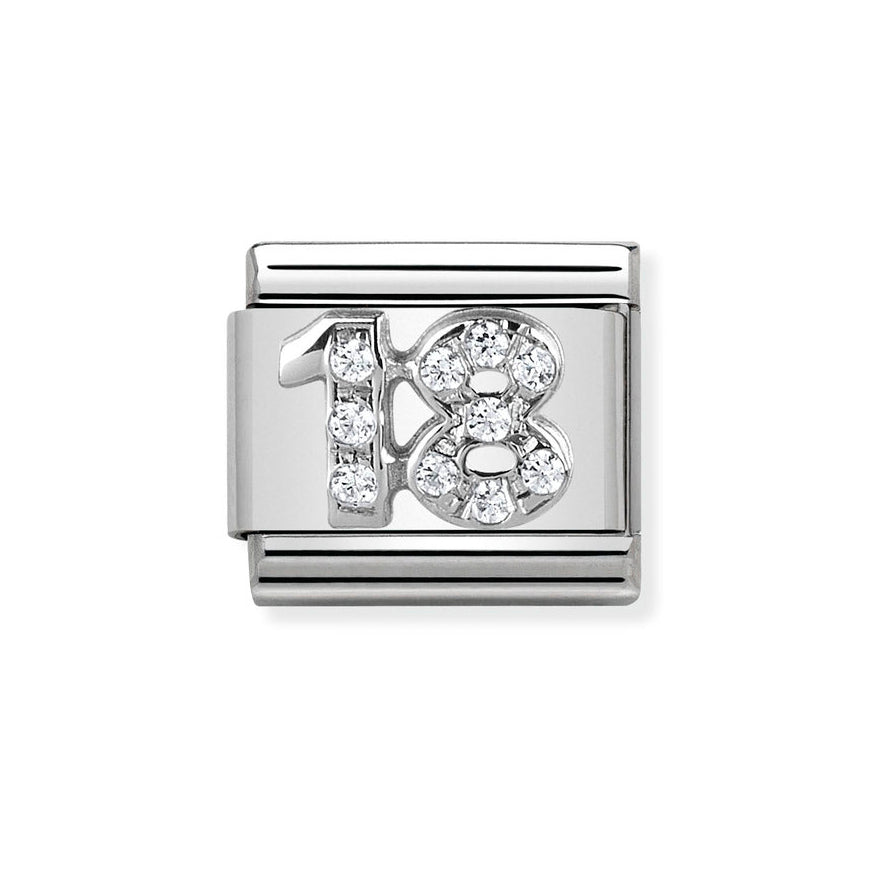 Nomination Classic Silver Sparkling Number 18 Charm - MococoNomination330304/188033497406460Charms and Links