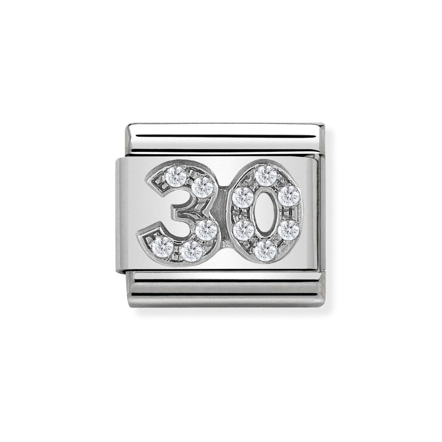 Nomination Classic Silver Sparkling Number 30 Charm - MococoNomination330304/218033497430526Charms and Links