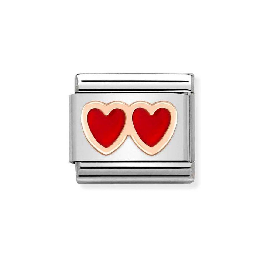 Nomination Rose Gold Classic Double Red Hearts Charm - MococoNomination430202/138033497521972Charms and Links