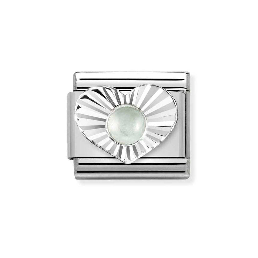 Nomination Silver Classic Diamond Heart Milky Aquamarine Charm - MococoNomination330508/318033497521835Charms and Links