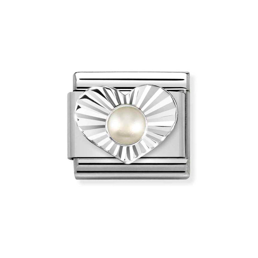 Nomination Silver Classic Diamond Heart White Pearl Charm - MococoNomination330508/138033497521811Charms and Links