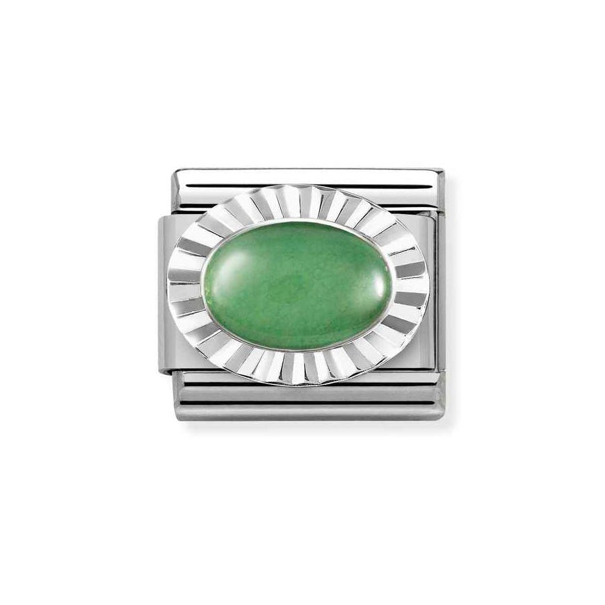 Nomination Silver Classic Diamond Oval Green Aventurine Charm - MococoNomination330507/238033497521736Charms and Links
