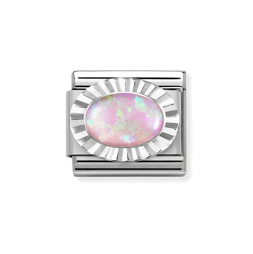Nomination Silver Classic Diamond Oval Pink Opal Charm - MococoNomination330507/388033497521743Charms and Links