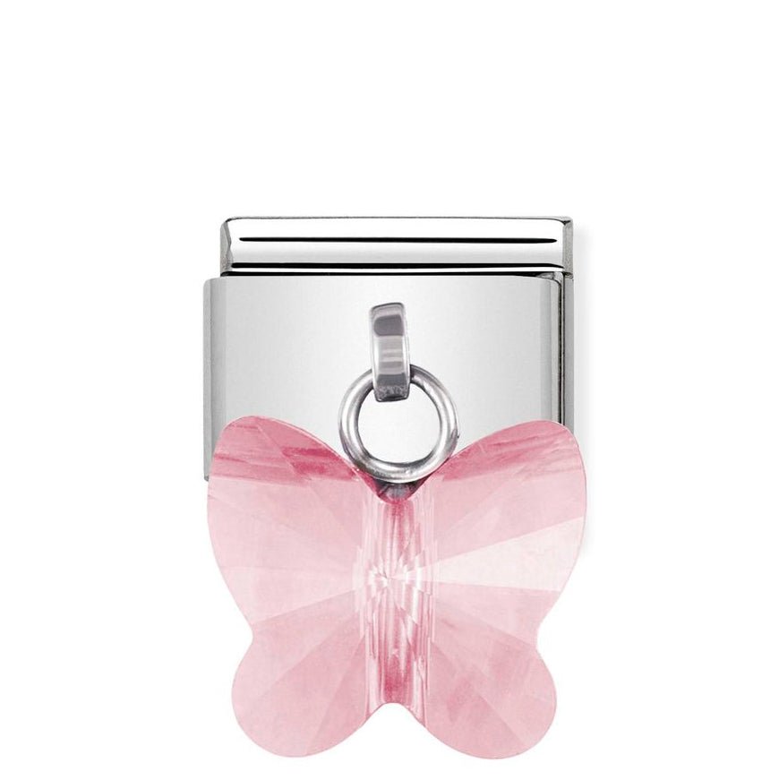 Nomination Silver Pink Crystals Hanging Butterfly Charm - MococoNomination030604/118033497167262Charms and Links