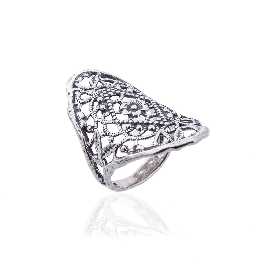 Tamzin Silver Large Flower Arabesque Ring - MococoTamzinR8531 - 79513476080011Rings