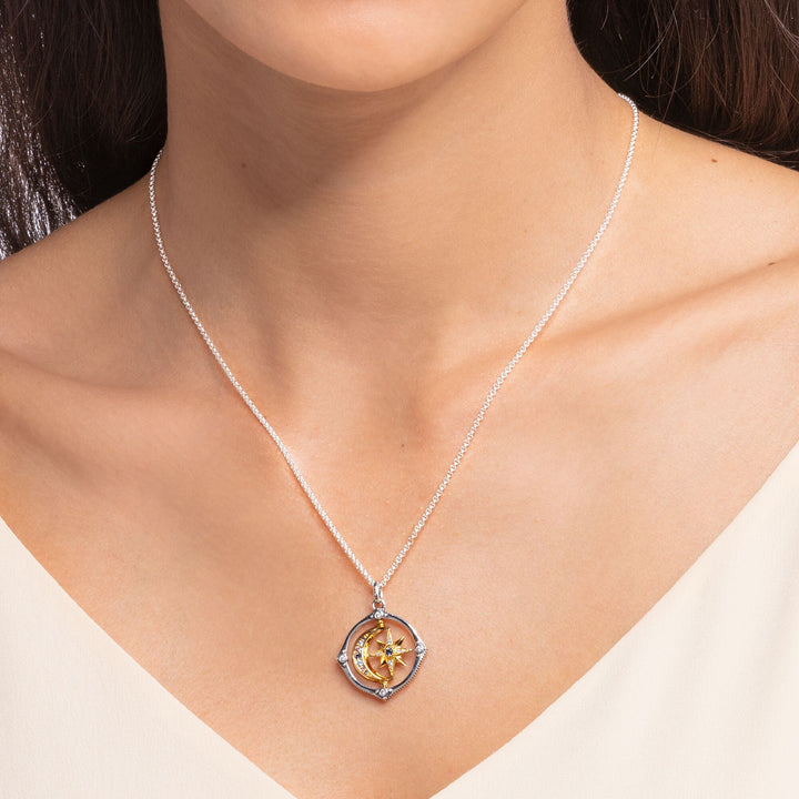 Thomas Sabo Silver and Gold CZ Moon Star Spinning Necklace - MococoThomas SaboKE1985 - 556 - 7 - L50V4051245484632Necklaces