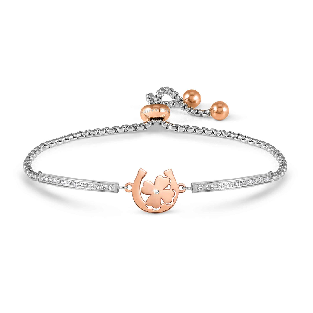 Nomination Silver and Rose Gold Four-Leaf Clover Horseshoe Milleluci Bracelet