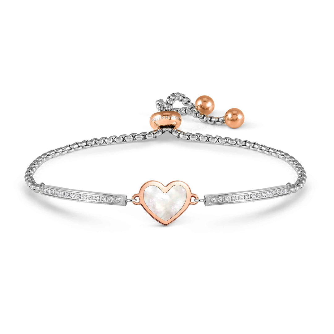Nomination Silver and Rose Gold Mother-of-Pearl Heart Milleluci Bracelet