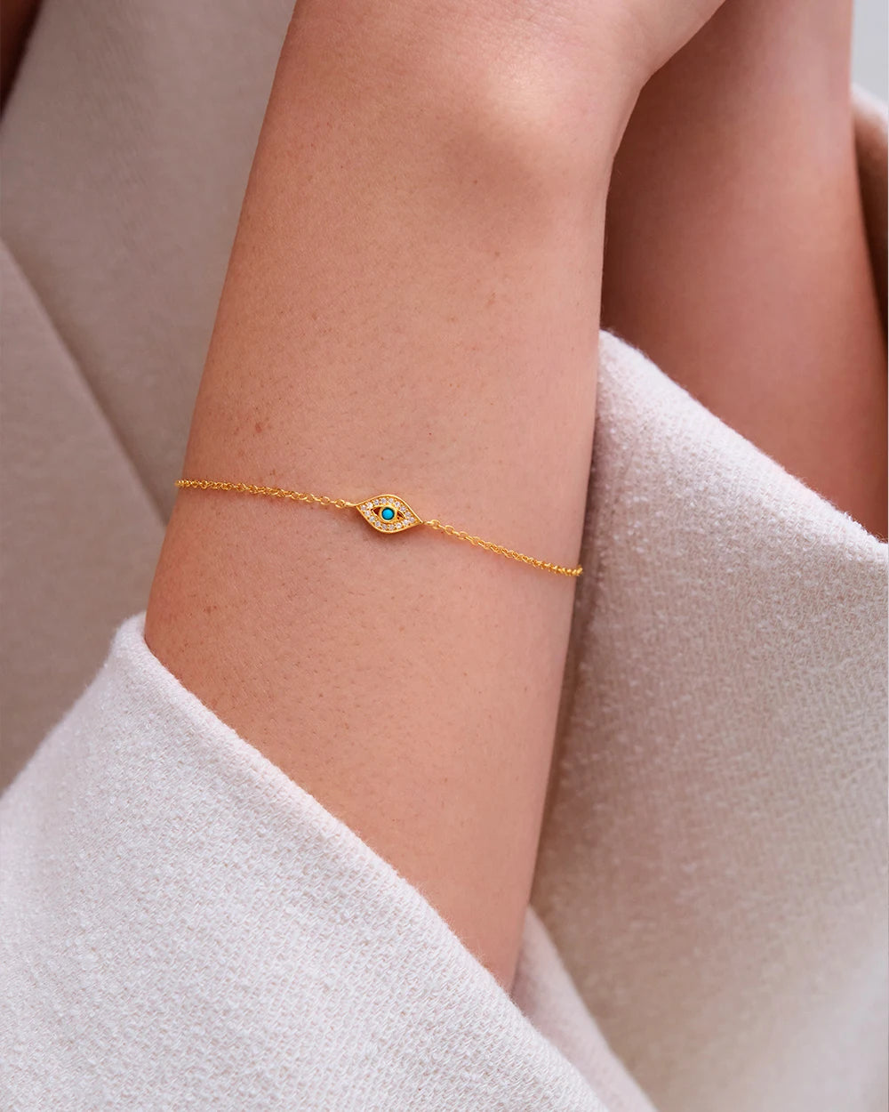 Astley Clarke Evil Eye Chain Bracelet - Gold Vermeil, Turquoise & Sapphire