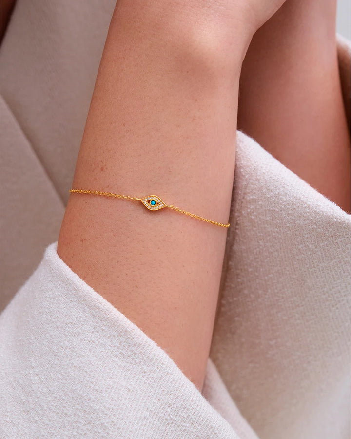 Astley Clarke Evil Eye Chain Bracelet - Gold Vermeil, Turquoise & Sapphire