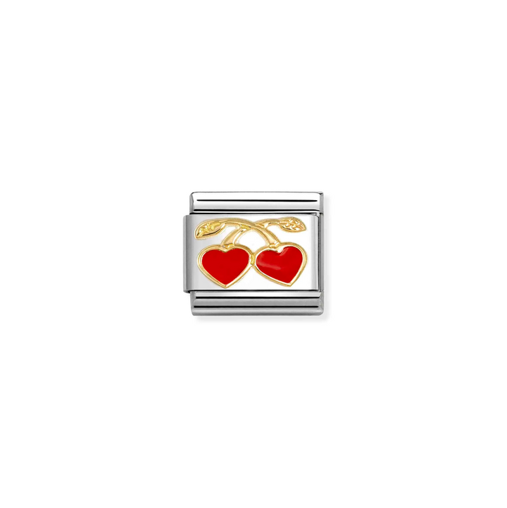 Nomination Classic Gold Enamel Red Heart with Cherries Charm