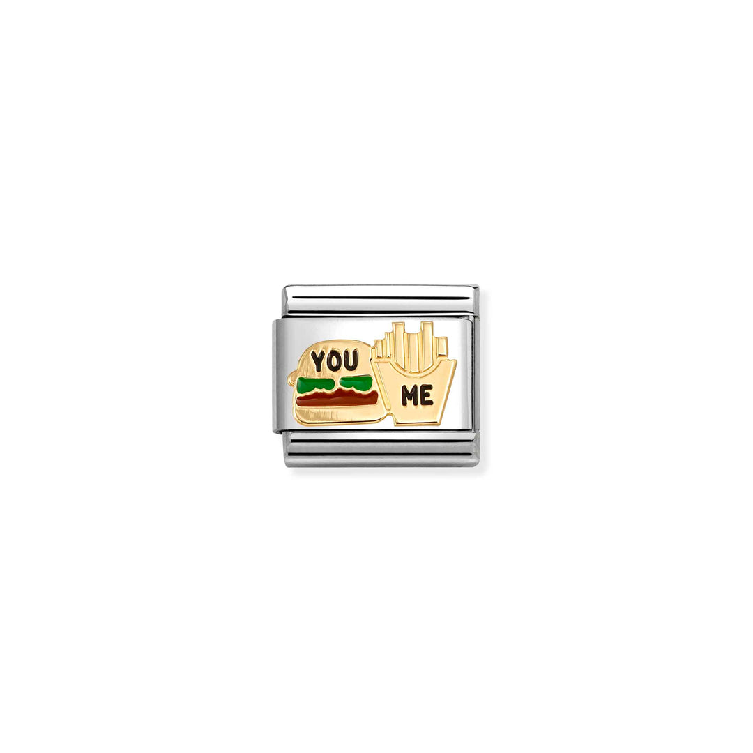 Nomination Classic Gold Symbols Burger and Fries Charm