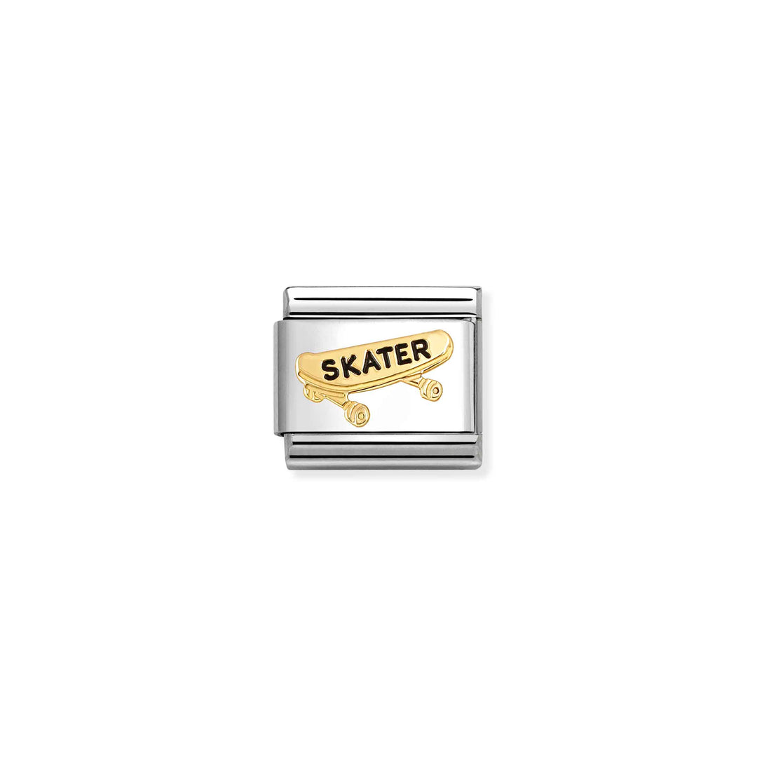 Nomination Bonded Gold Classic Symbols Black Skateboard Charm