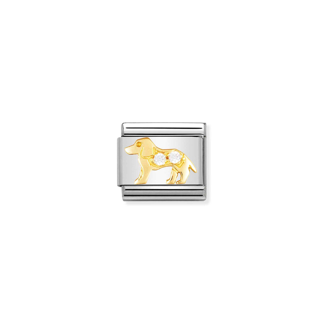 Nomination Composable Classic White Dog Charm - Yellow Gold & Cubic Zirconia