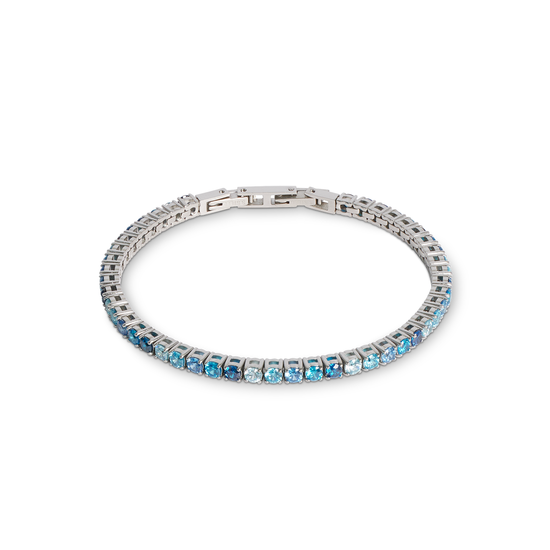 COEUR DE LION Tennis Bracelet Silver-Blue Stainless Steel Zirconia