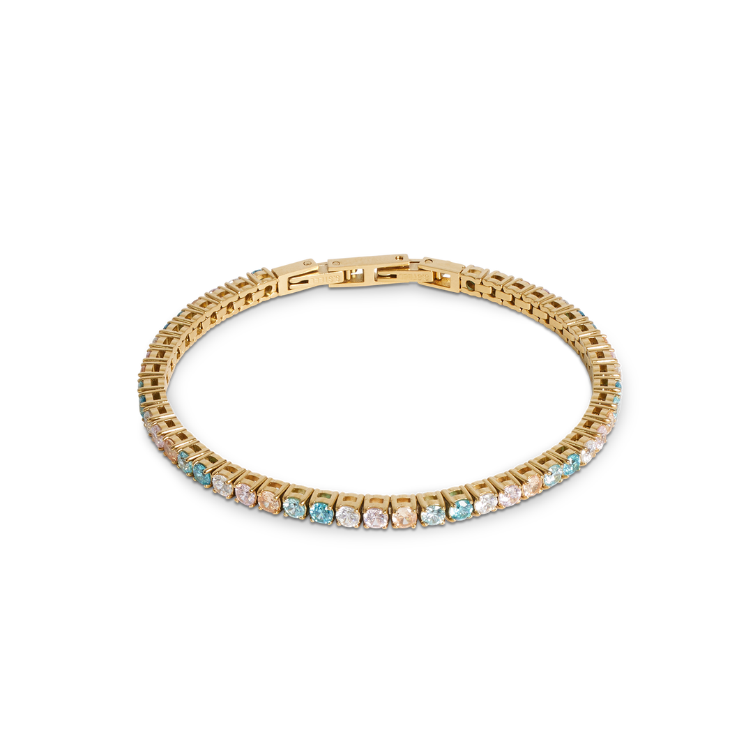 COEUR DE LION Tennis Bracelet in Gold with Pastel Zirconia