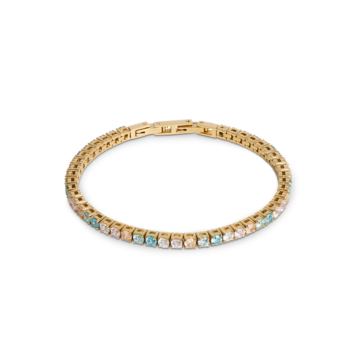 COEUR DE LION Tennis Bracelet in Gold with Pastel Zirconia