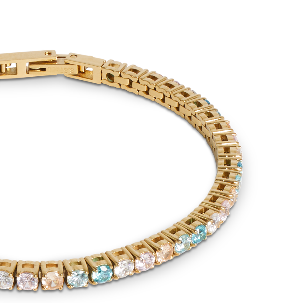 COEUR DE LION Tennis Bracelet in Gold with Pastel Zirconia