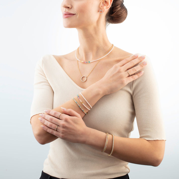 COEUR DE LION Tennis Bracelet in Gold with Pastel Zirconia