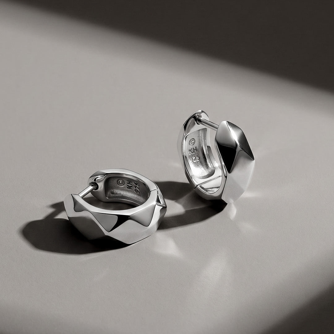 Kit Heath Glint Geo Wide Hoop Earrings Sterling Silver