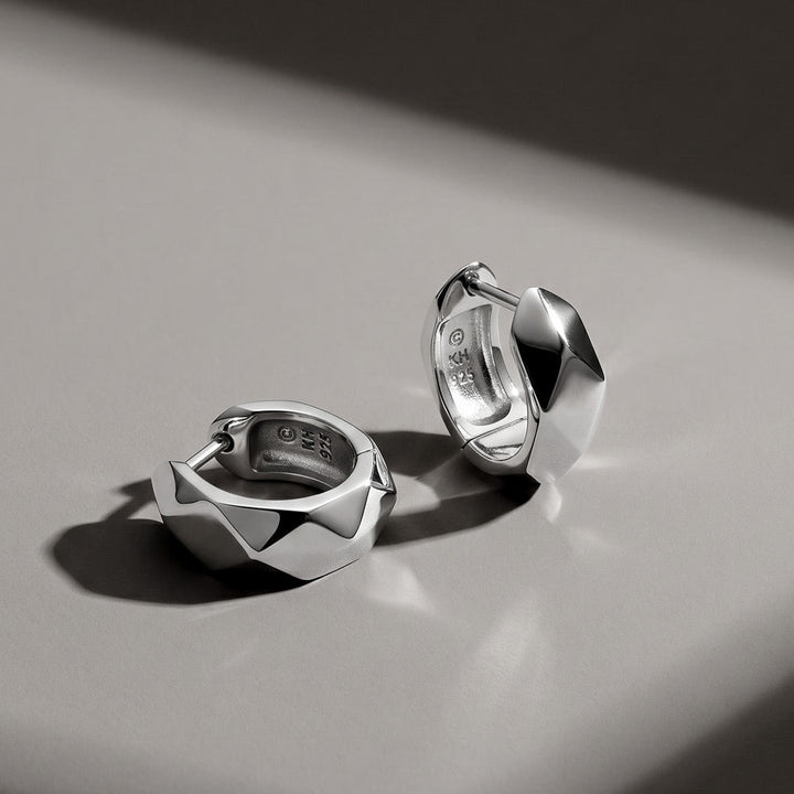 Kit Heath Glint Geo Wide Hoop Earrings Sterling Silver