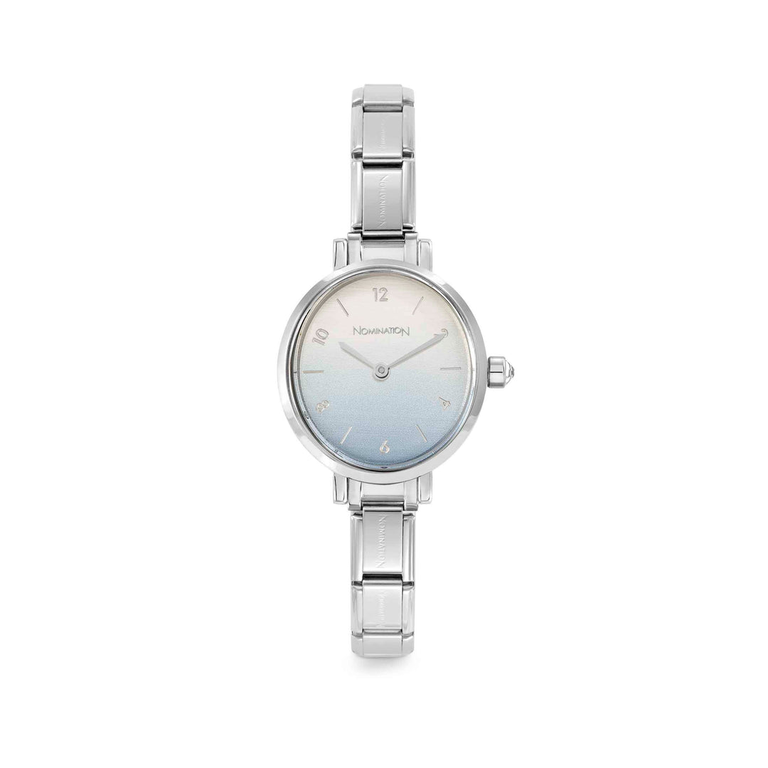 Nomination Time Oval Stainless Steel Women's Watch with Sunray Pastel Blue Dial