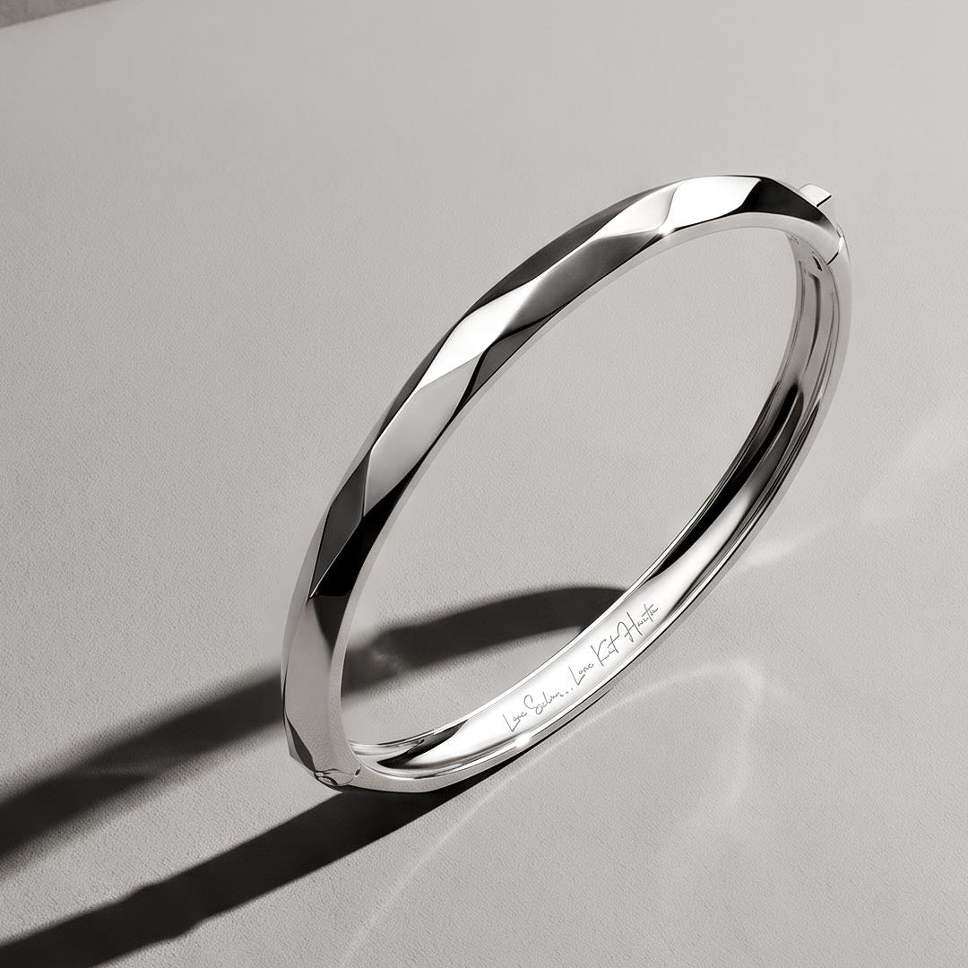 Kit Heath Glint Geo Hinged Bangle Sterling Silver