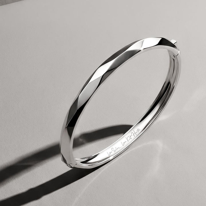 Kit Heath Glint Geo Hinged Bangle Sterling Silver