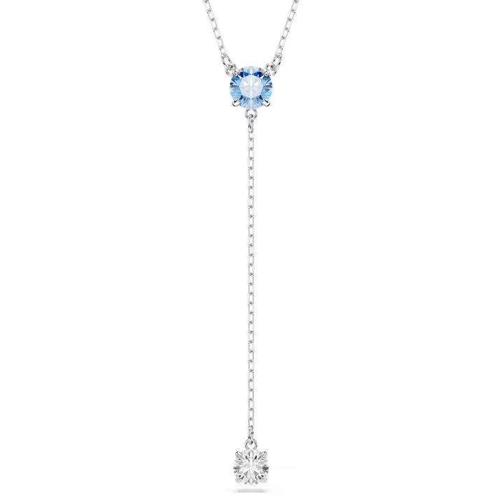 Swarovski Silver Stilla Attract Y Round Cut Blue Necklace