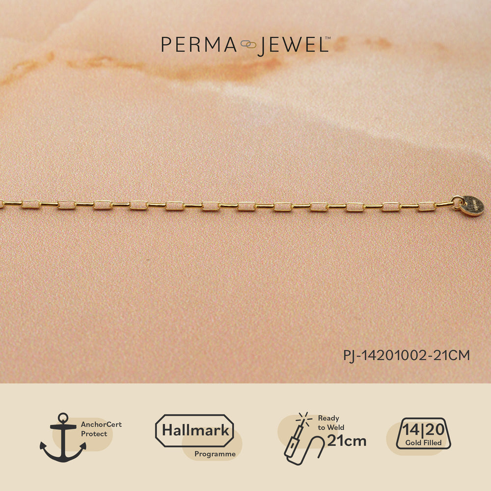 Premium 14/20 Yellow Gold-Filled 1.3mm Elongated Rolo Chain, 21cm, Weld-Ready