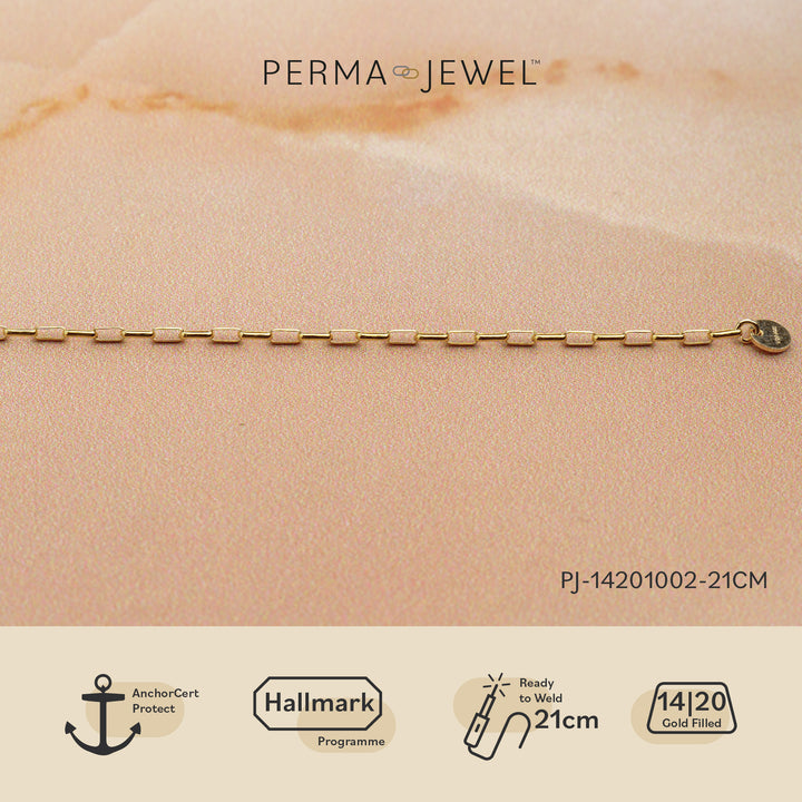 Premium 14/20 Yellow Gold-Filled 1.3mm Elongated Rolo Chain, 21cm, Weld-Ready