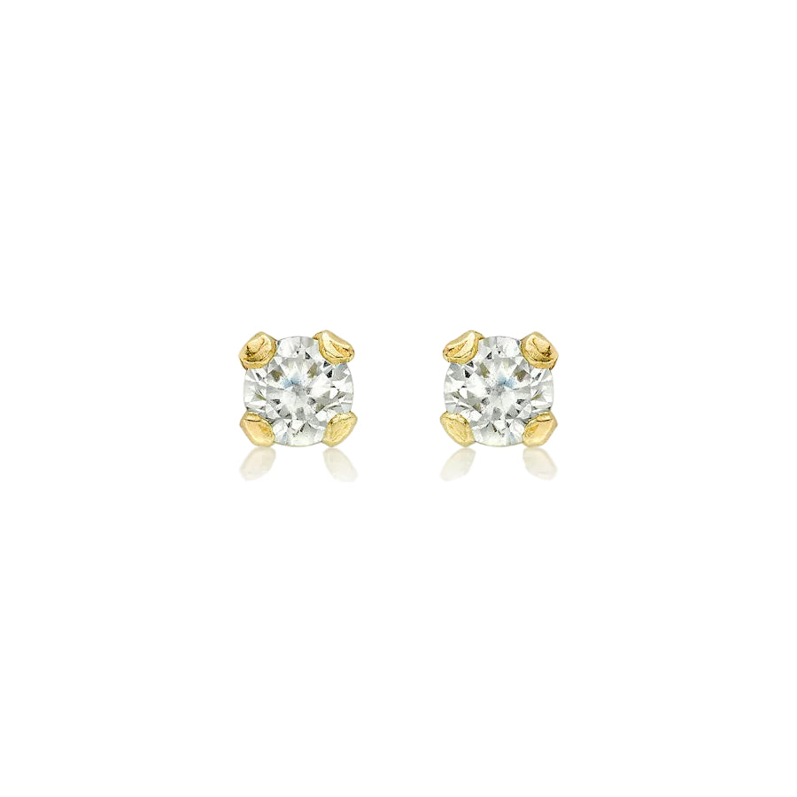 9ct Yellow Gold 2mm Round CZ Stud Earrings