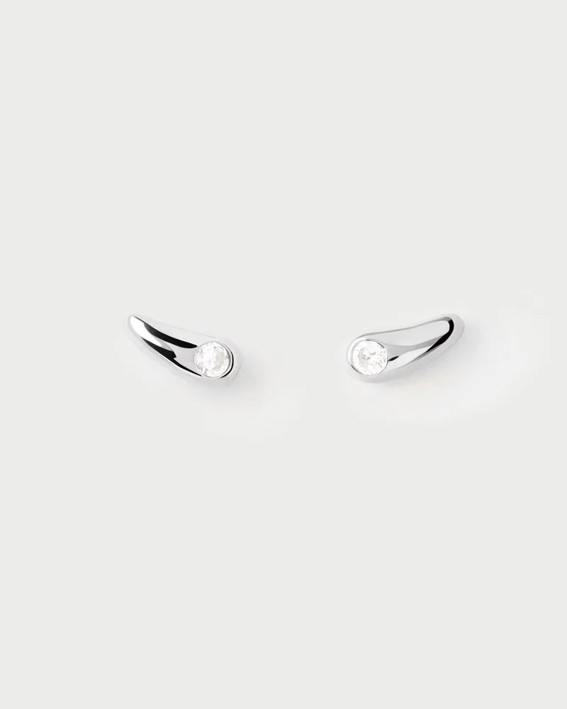 Elegant Serena Stud Silver Earrings with Zirconia – Dainty 925 Sterling Silver