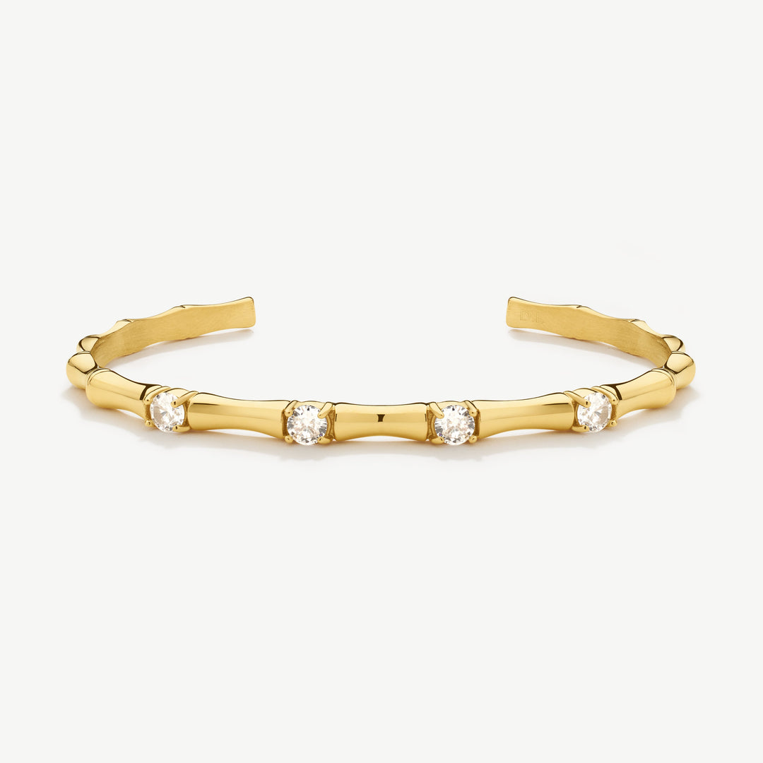 D.Louise Bamboo Bangle With Stones Gold - Mococo