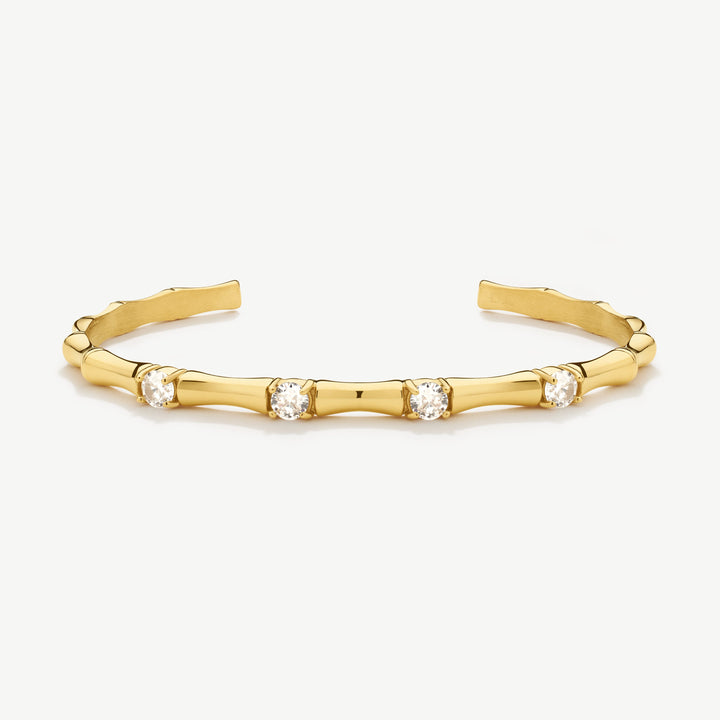 D.Louise Bamboo Bangle With Stones Gold - Mococo