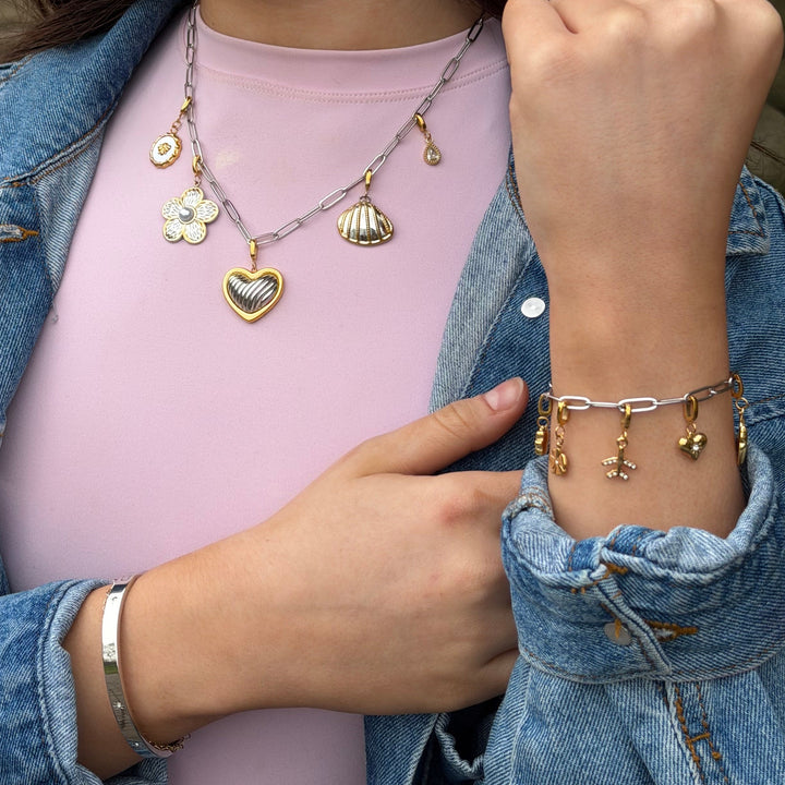 Mococo Silver Paperclip Charm Necklace