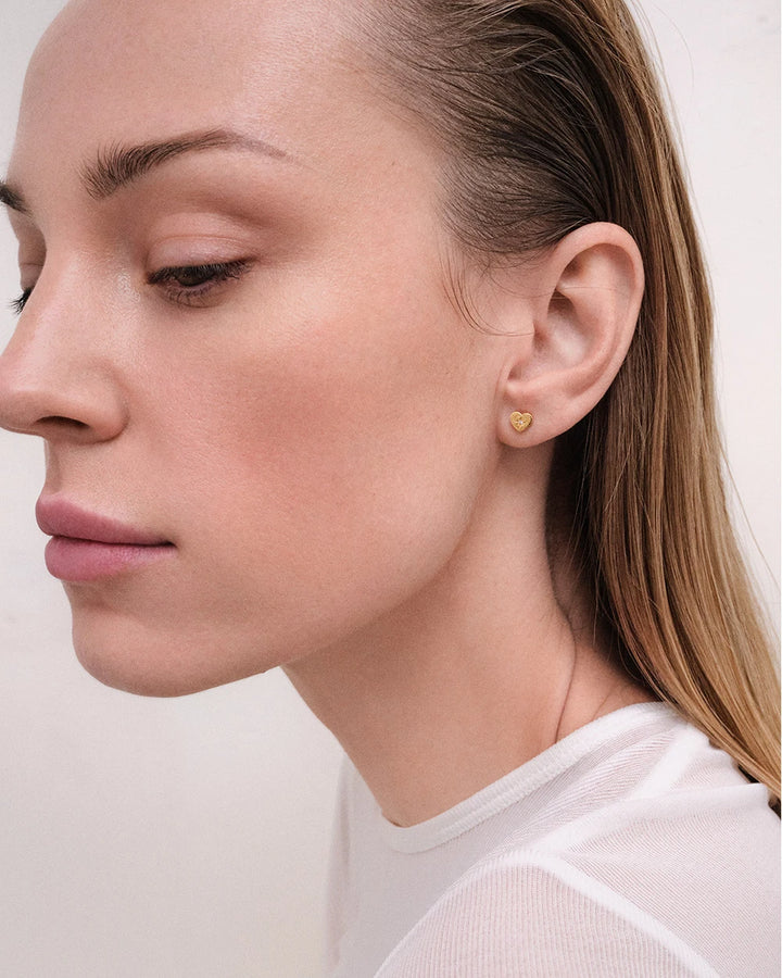 Astley Clarke Gold Vermeil Heart Stud Earrings with Sparkling White Sapphires
