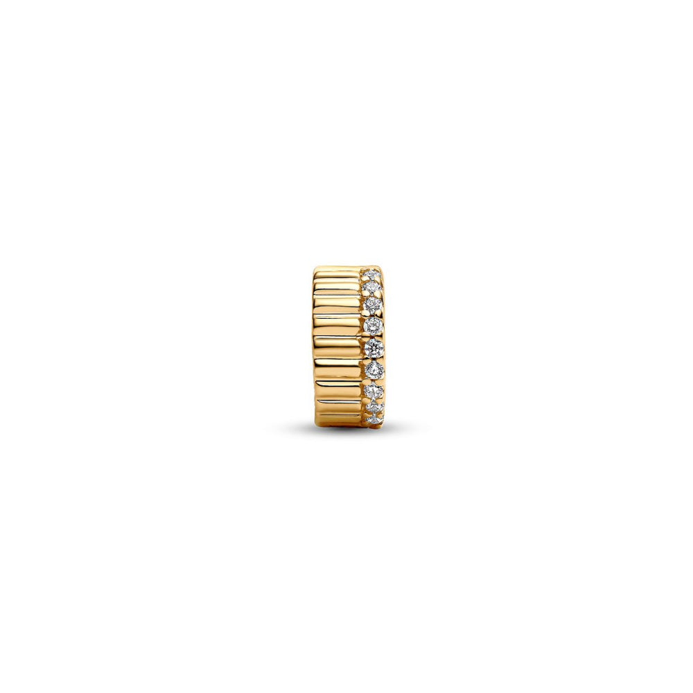 14K Gold-Plated Clear Cubic Zirconia and Silicone Grip Ribbed Clip Charm image 5