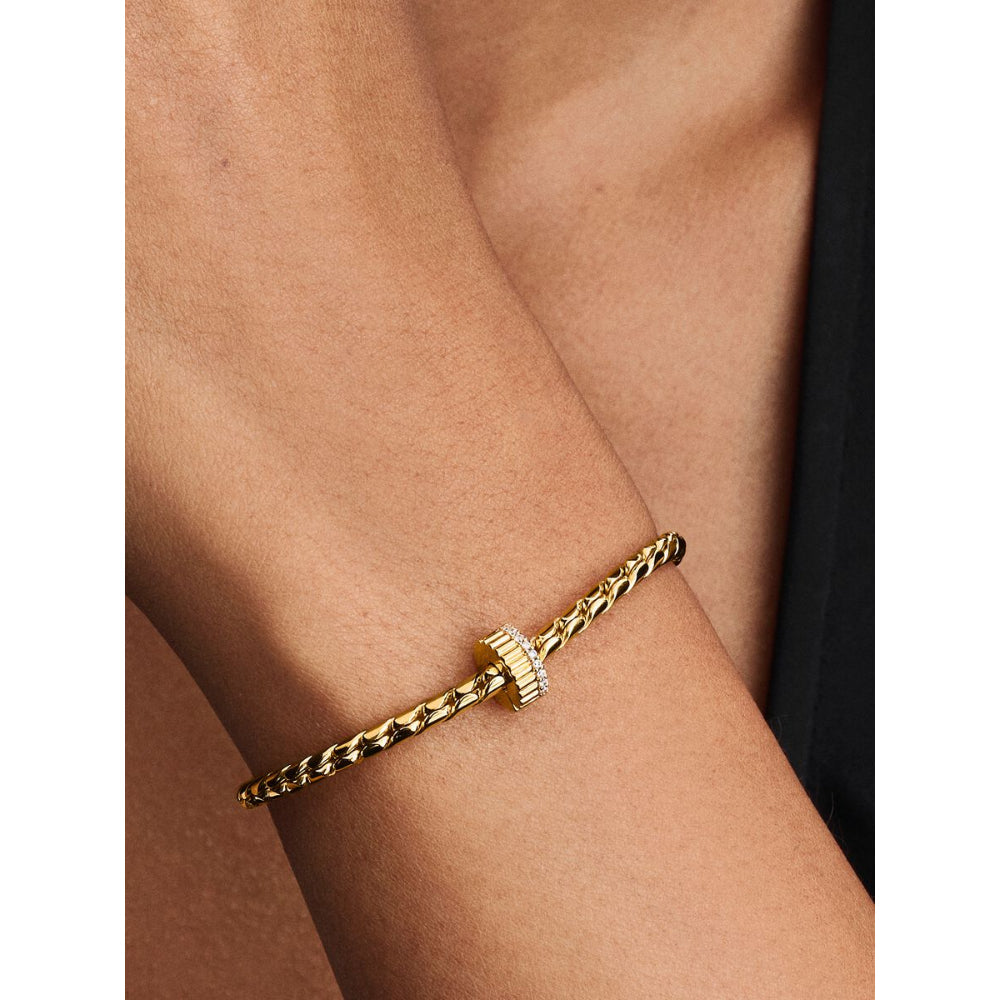 14K Gold-Plated Clear Cubic Zirconia and Silicone Grip Ribbed Clip Charm image 1